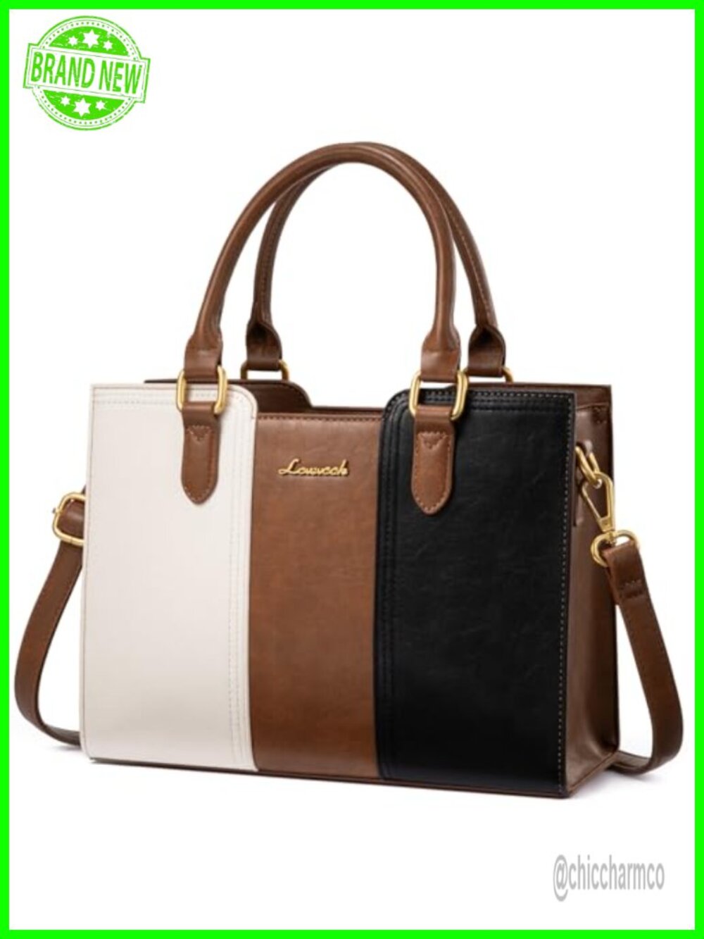 Vegan Leather Satchel Crossbody Bag Small Top Handle Purse for Work
